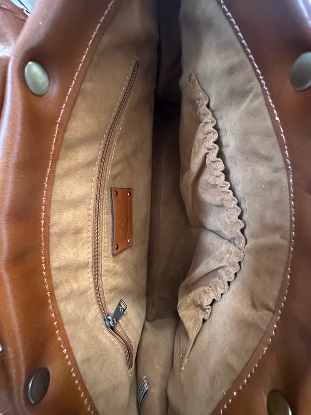 Patricia Nash Woven Leather Satchel - Tan Brown - Picture 5 of 9